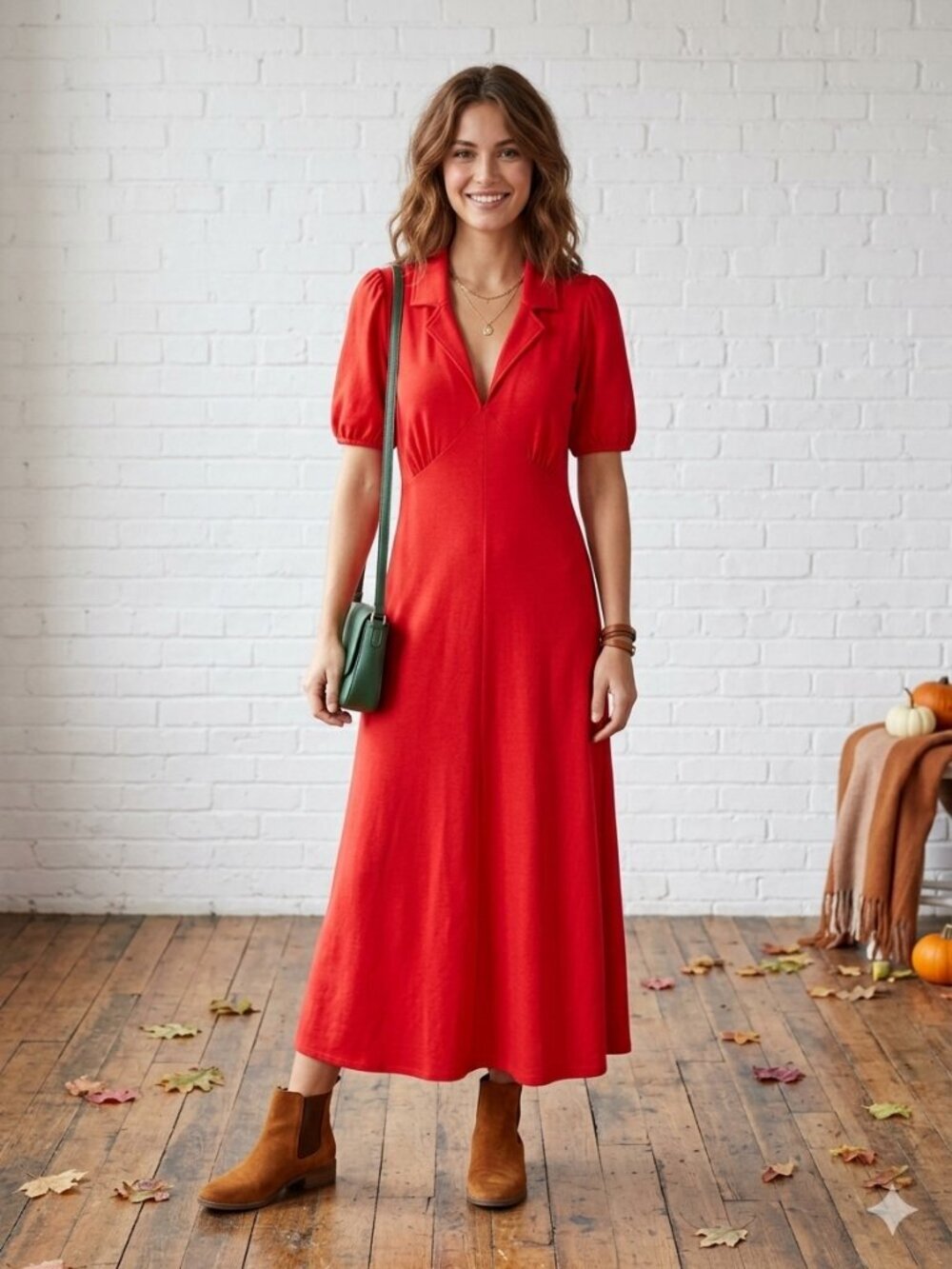 Asos Red Knit Maxi Dress Polo Collar V-Neck Side Slit 10